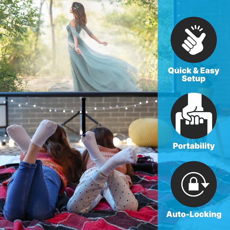 Pyle 60 Inch Portable Projector Screen with Tripod Stand – Fold Out Roll Up, HD Premium 16:9 Aspect Ratio, Matte Viewing Surface for Indoor and Outdoor Use, Perfect for Home, Office and Presentations - Image 4